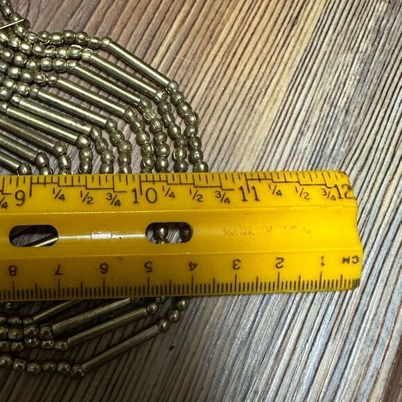 Vintage Bronze Art Deco Multi-Strand Beaded Necklace with V-Shape Design 22” - Picture 5 of 5